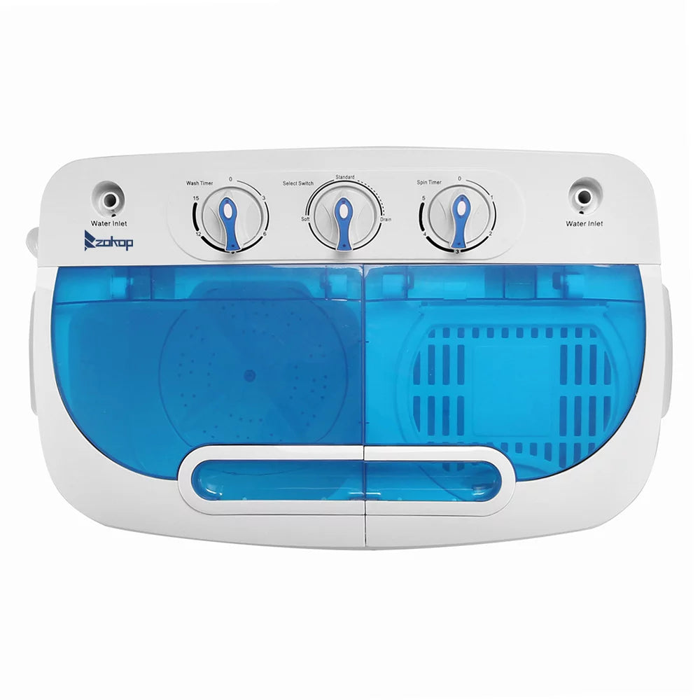 Portable 15lbs Mini Twin Tub Compact Laundry Washer, Blue Y847954