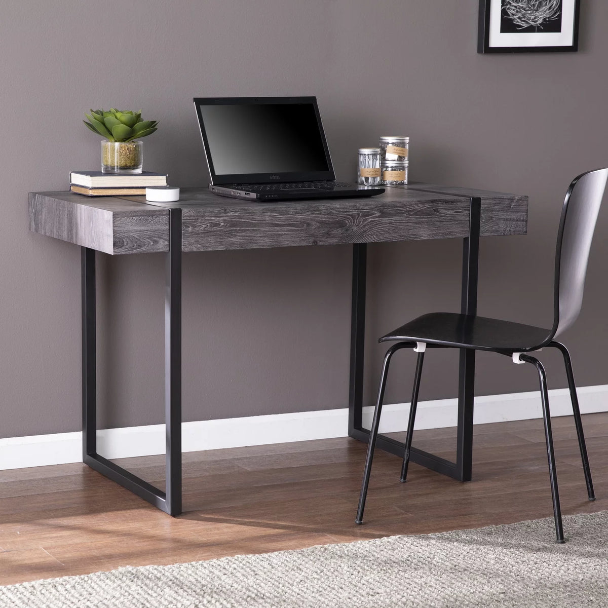 Black Wooden Small Space Writing Desk L59229