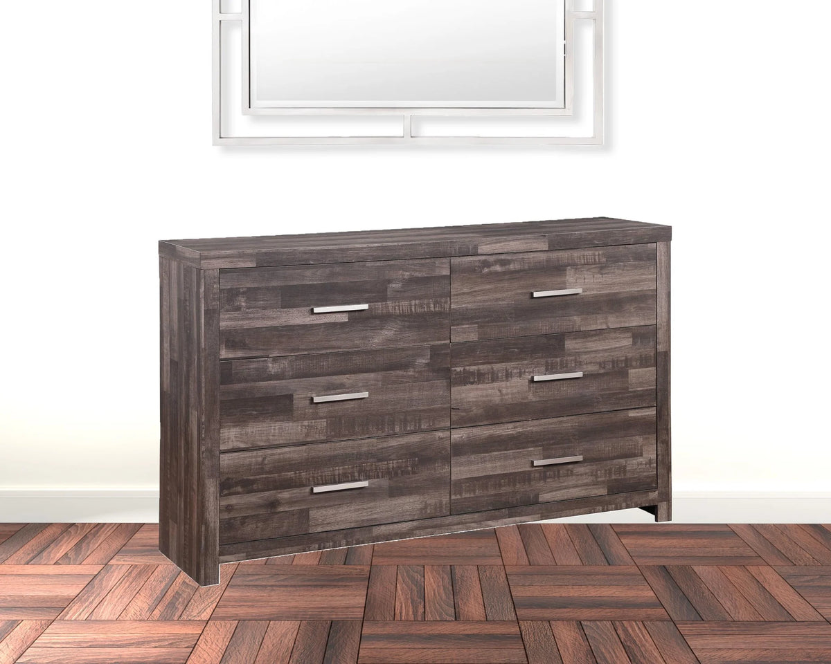 Dark Oak Solid Wood Six Drawers Double Dresser I2562
