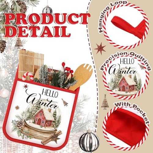 12 Pcs Christmas Pot Holders with Pocket Y958551