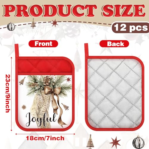 12 Pcs Christmas Pot Holders with Pocket Y958551