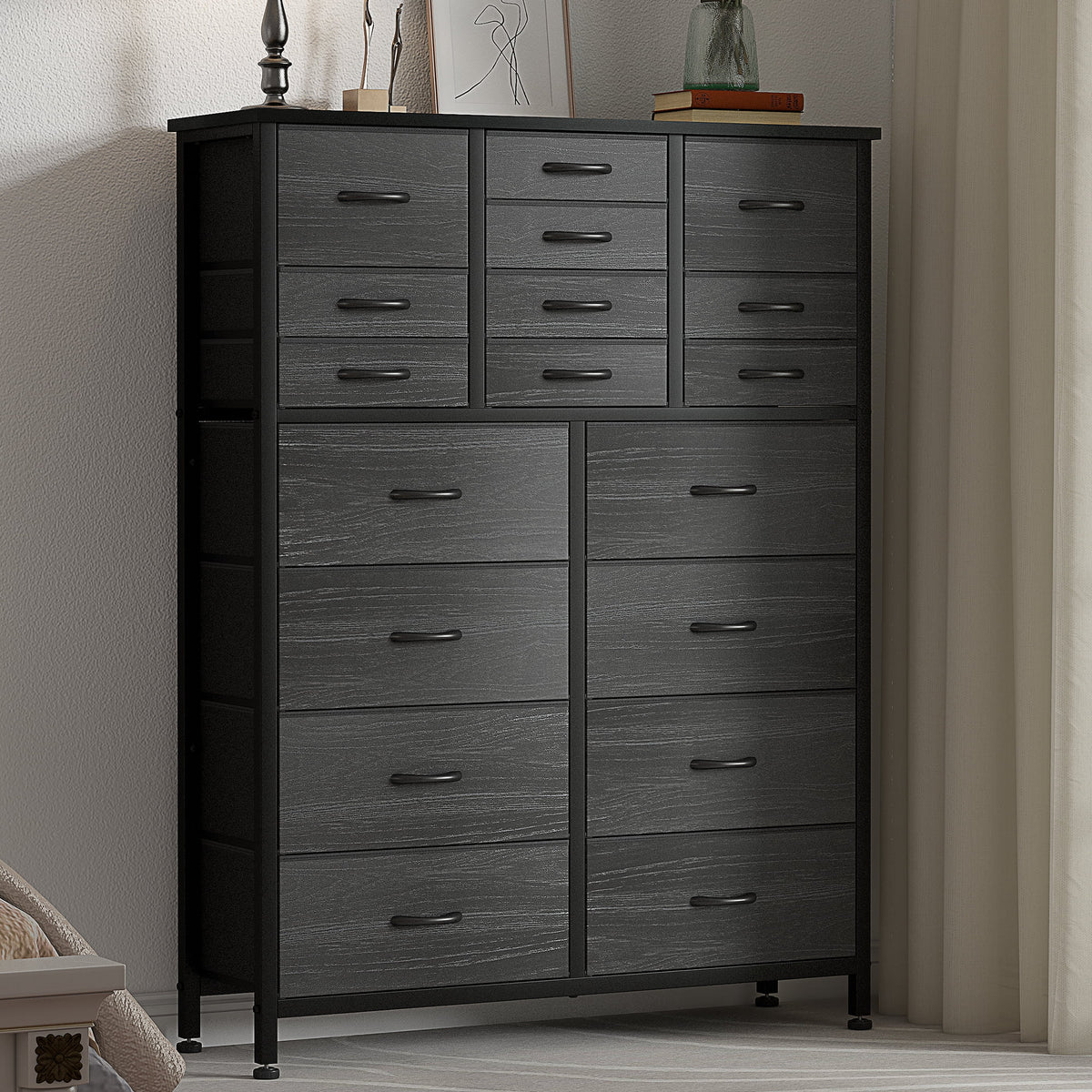 Rustic Brown 18 Drawer Fabric Dresser B88424