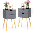 Set of 2 Wood Nightstand with 2 Drawers S25411