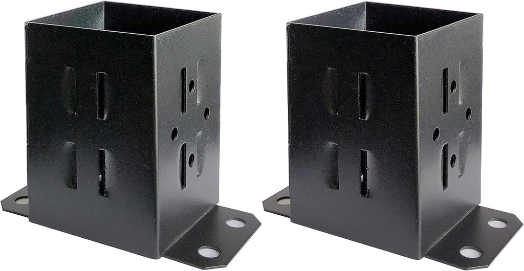 4 Pack Black Steel Fence Post Base Brackets for 4x4 Wood Y709