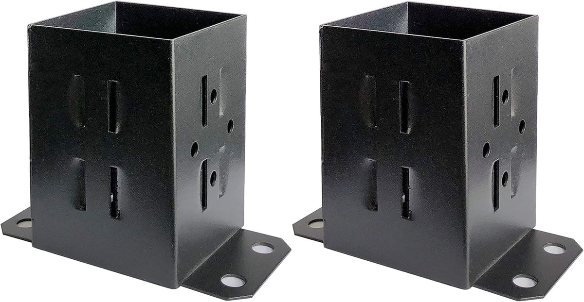 4 Pack Black Steel Fence Post Base Brackets for 4x4 Wood Y709