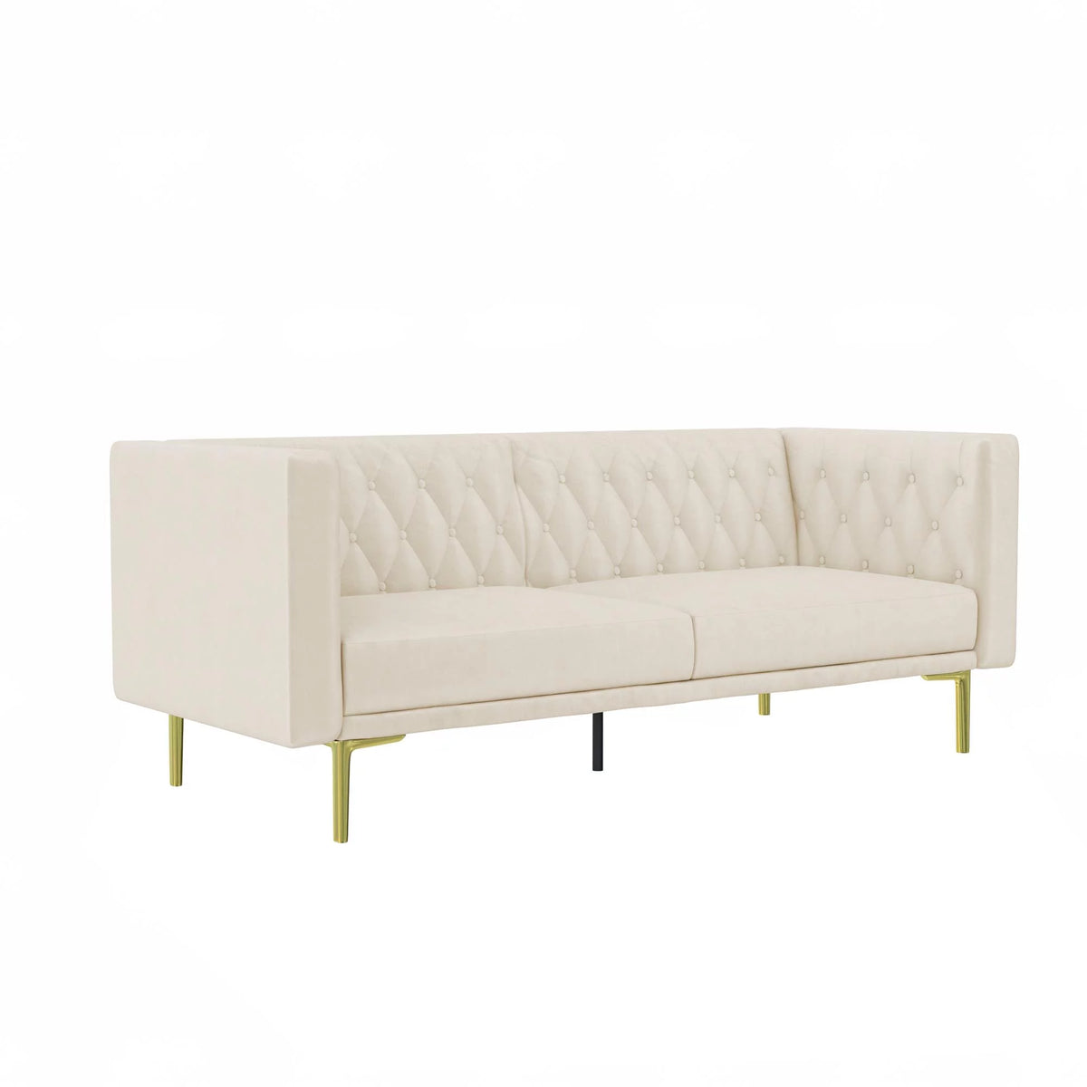 Ivory Velvet Sofa with Gold Finish Metal Legs D525
