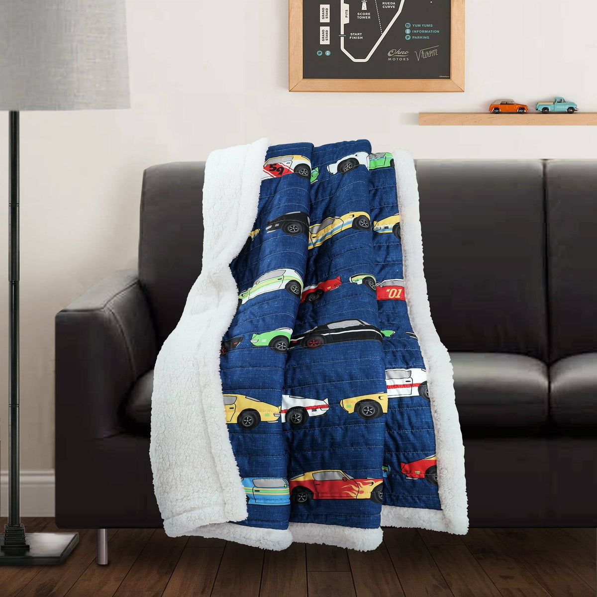 Navy Sherpa Throw S295
