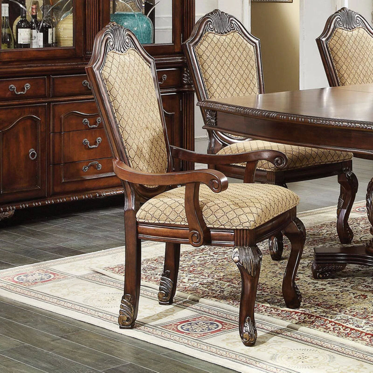 Arm Chair Set-2 Espresso Fabric J135