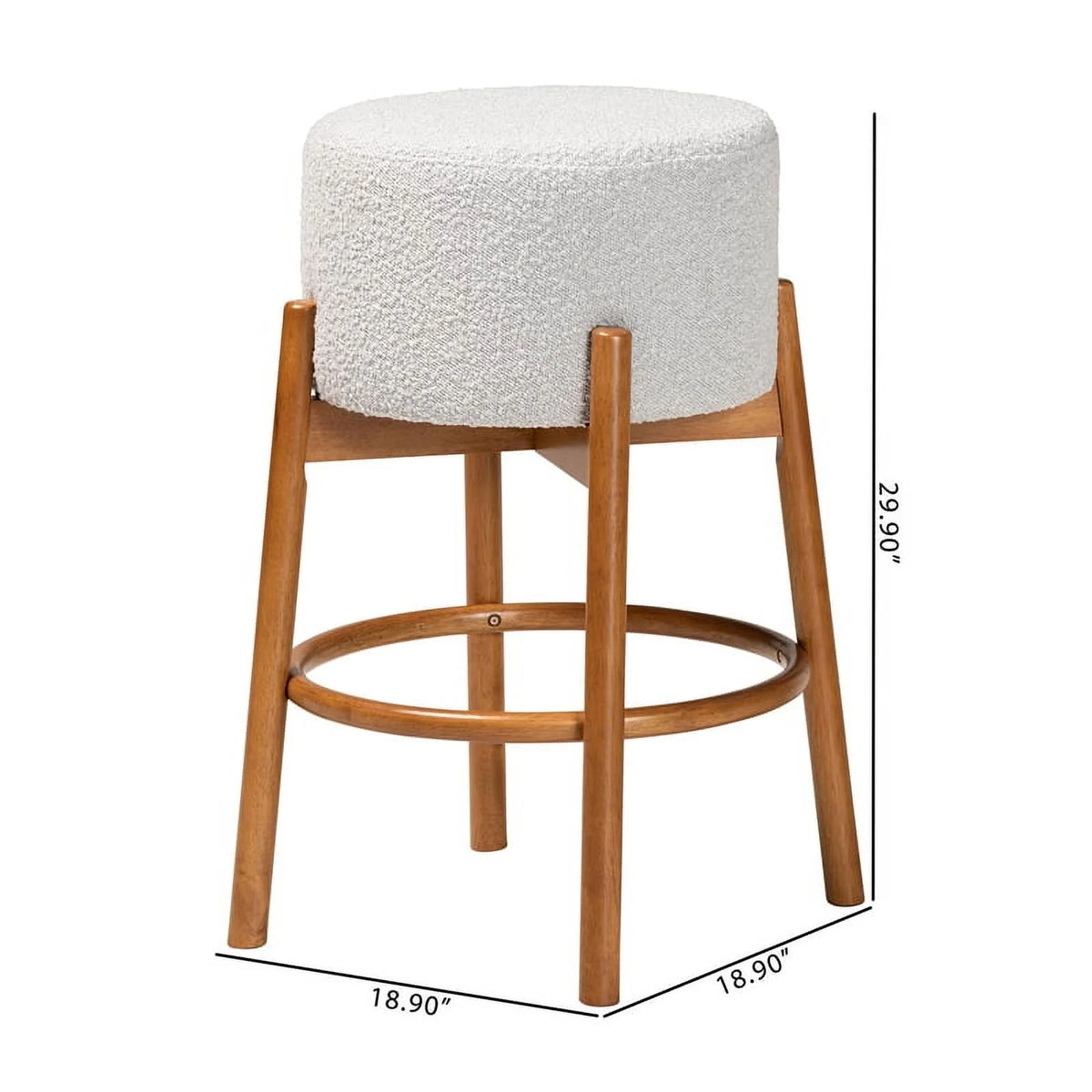 Light Gray Fabric and Brown Wood 2-Piece Bar Stool Set M90703