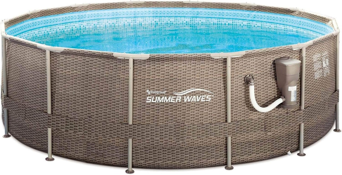 14ft x 48in Round Frame Above Ground Swimming Pool Set with Filter Pump and Ladder S621480