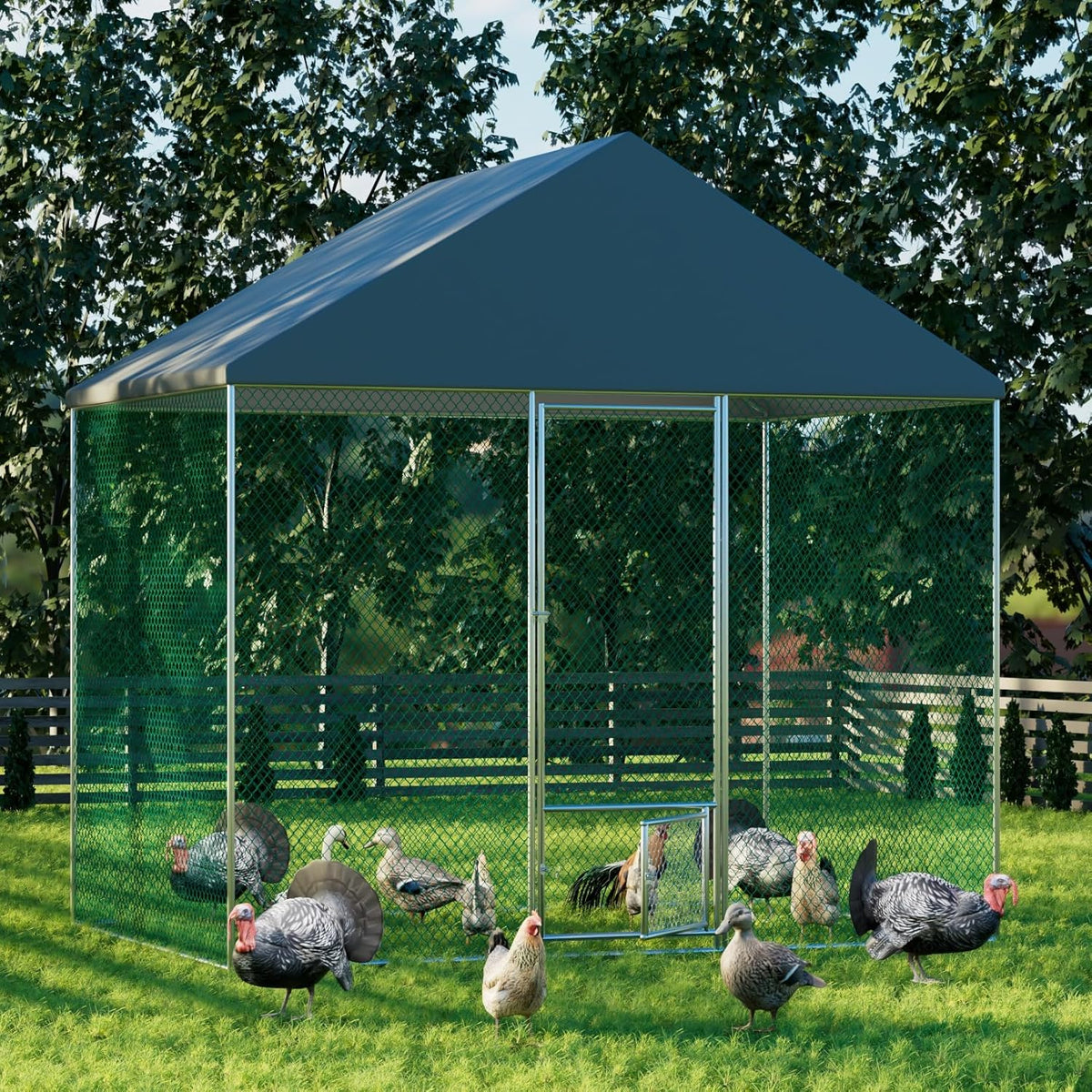 Large Chicken Coop Run Outdoor with Waterproof Anti-Ultraviolet Cover U395993