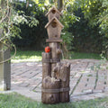 35-Inch Fountain and Birdhouse with Cardinal Figurine C84782