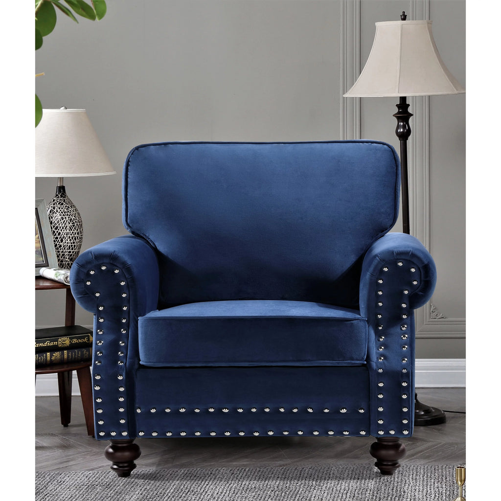 Dark Blue Velvet Chair N610