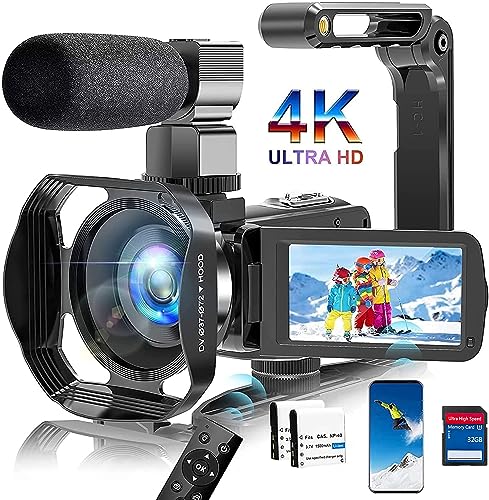 4K 48MP Camcorder with 3" Touch Screen, 2 Batteries, 32GB Card O46142