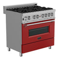 36 in. Gas Burner Electric Oven Stainless Red Matte Door Q385784