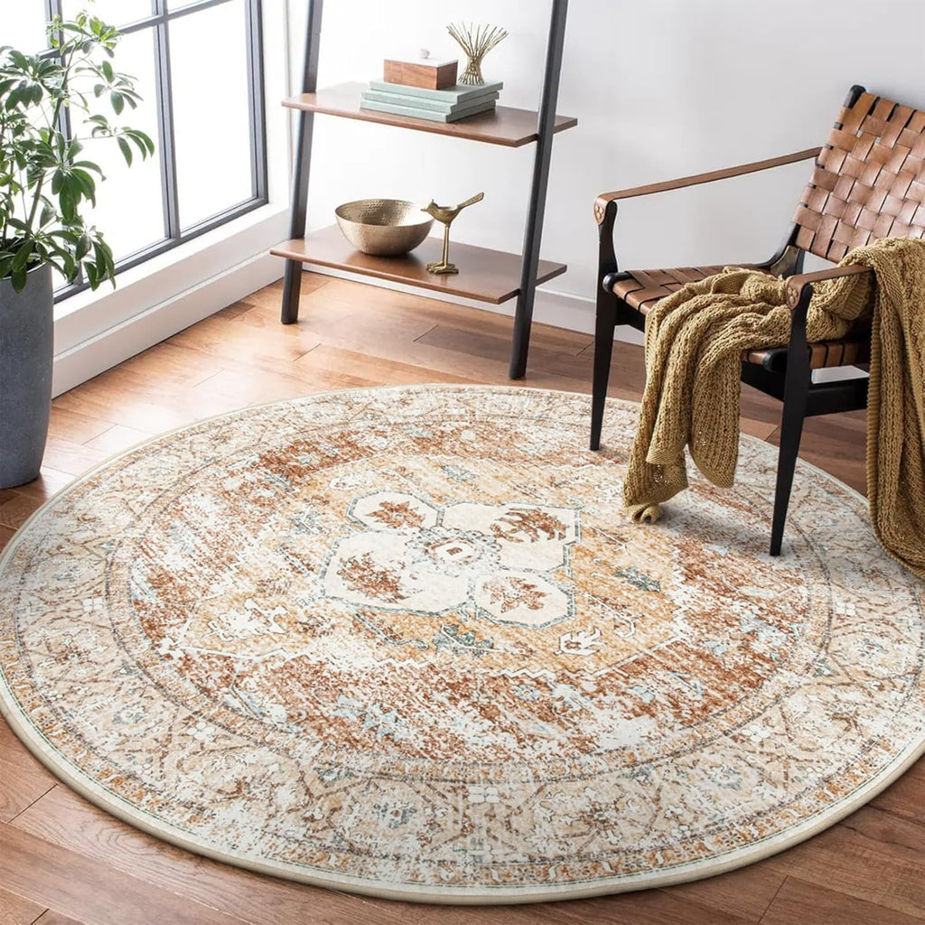 6Ft Washable Round Non-Slip Area Rug K1257