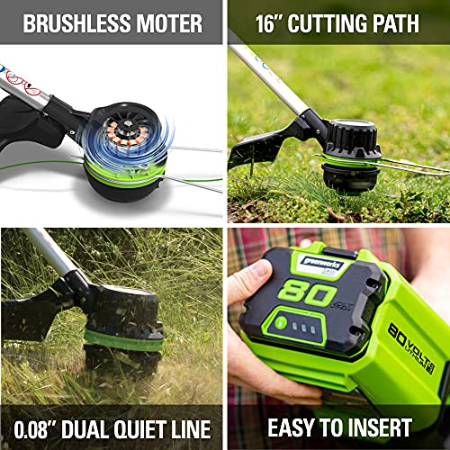 80V Cordless Brushless String Trimmer and Leaf Blower Combo with 2Ah Battery and Charger S677374