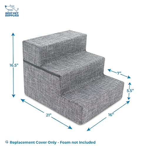 Foldable Foam Pet Steps, Ash Gray Linen, 4-Step P128569