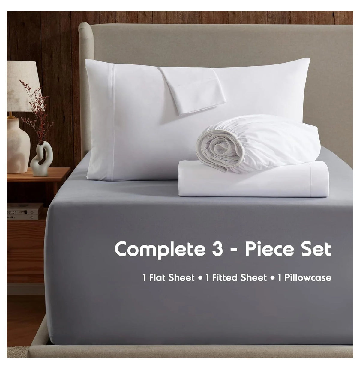 White Twin Sheets Set 3 Piece Deep Pocket P609