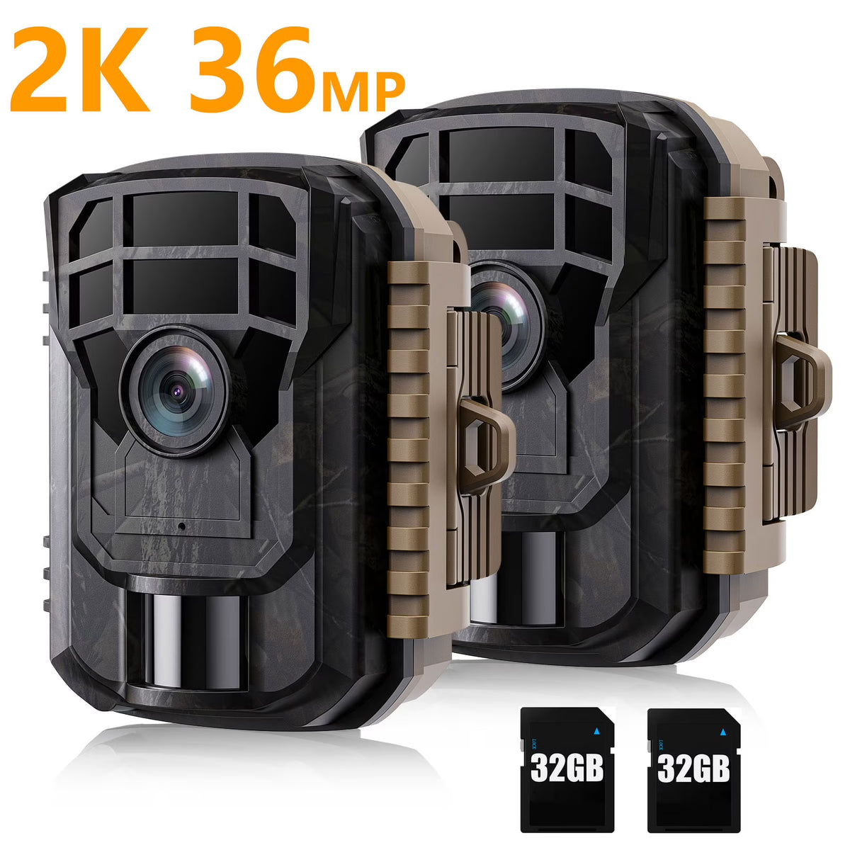2 Pack 36MP 2K Waterproof Trail Camera with Night Vision T998702