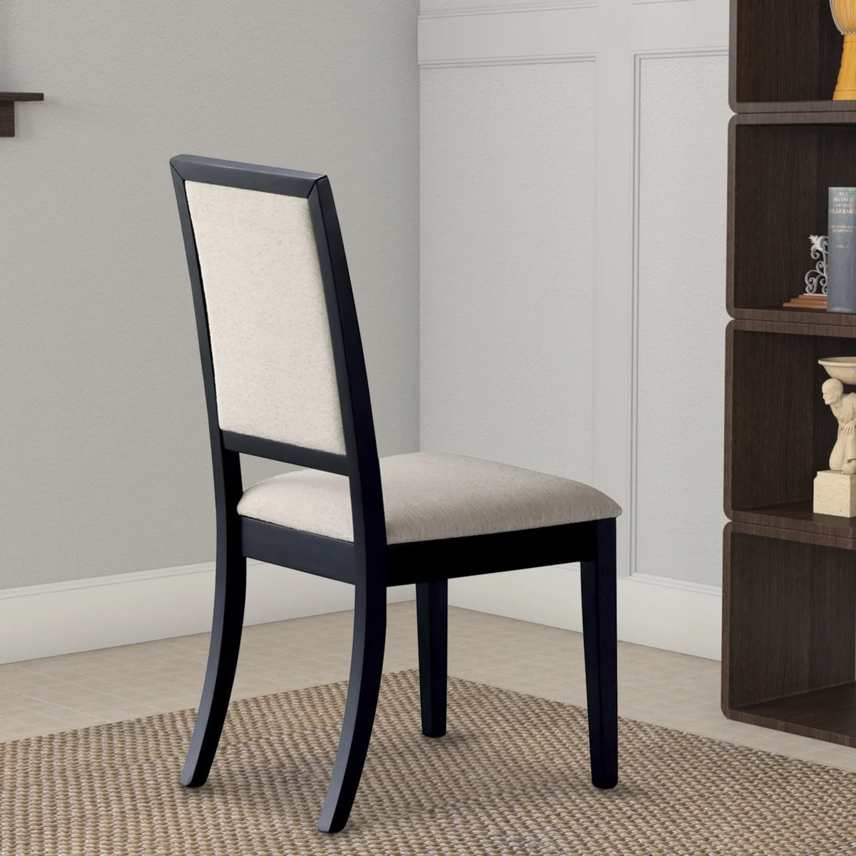 Black and Cream Upholstered Dining Side Chairs (Set of 2) Y77405