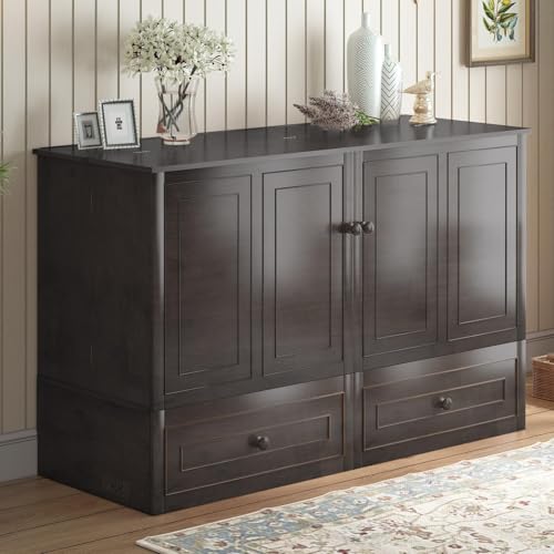 Queen Size Murphy Bed with Tri-Folding Mattress and Storage Drawers B9845
