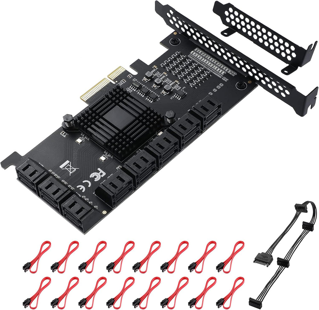 6 Port PCIe SATA 3.0 Card with 6 SATA Cables and Low Profile Bracket I8313