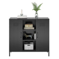 2 Door Metal Locker Accent Storage Cabinet with Bookcase, Black X66080