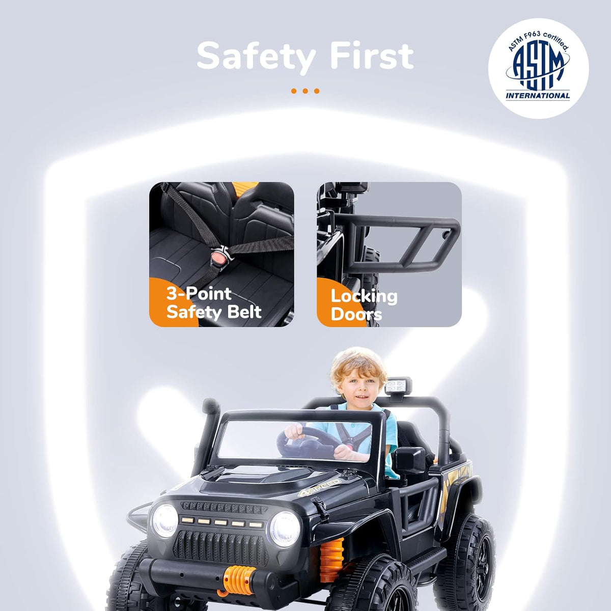 Black Kids Ride On Car with Parent Remote Control V633619