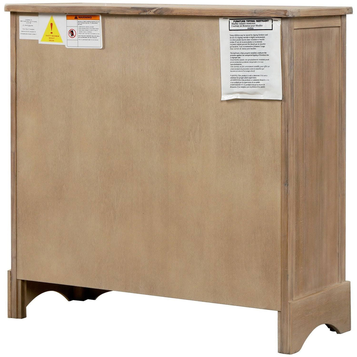 Rustic Storage Cabinet with 2 Drawers and 4 Fabric Basket C9420