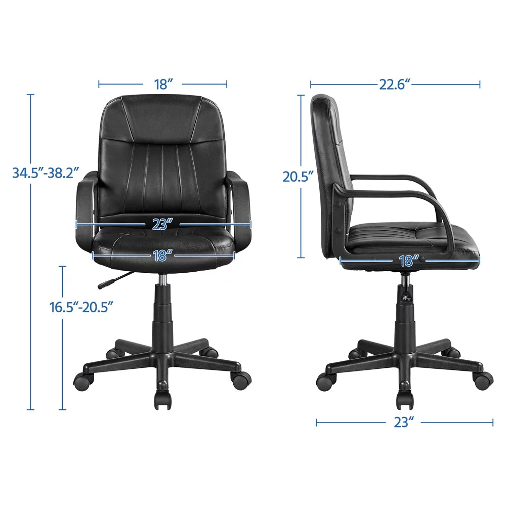 Adjustable Artificial Leather Office Chair with Wheels J173