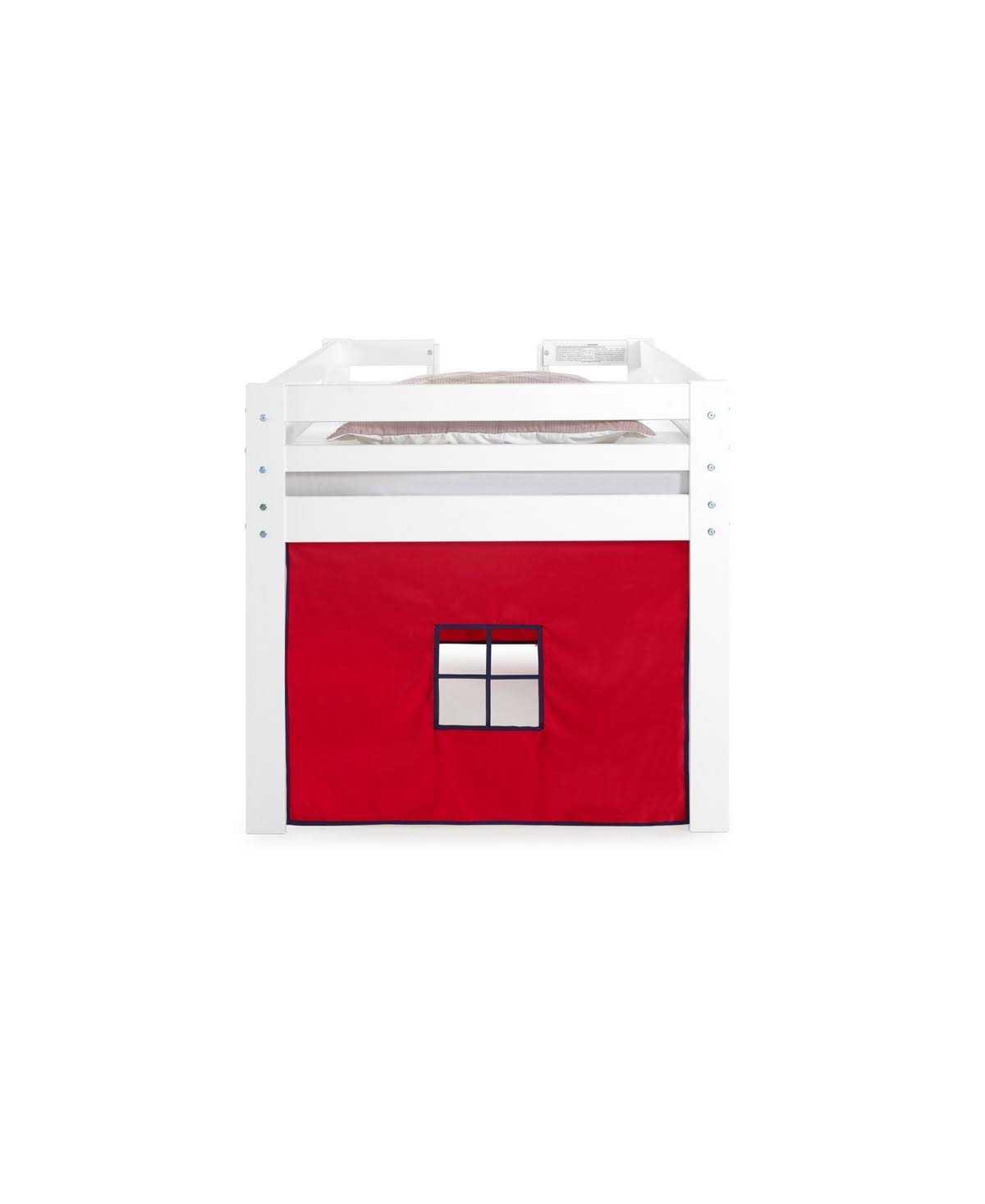 White Twin Junior Loft Bed with Playhouse Tent C492