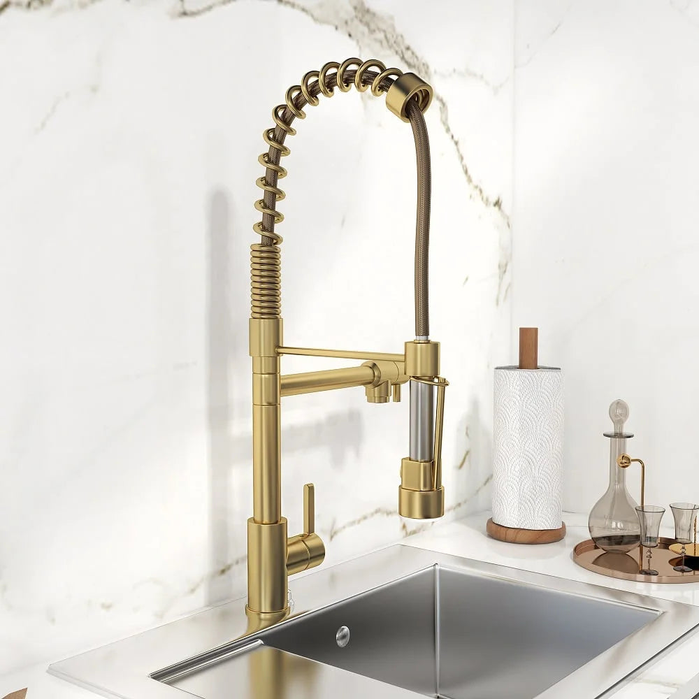 Pull Out Sprayer Kitchen Faucet Solid Brass H5468