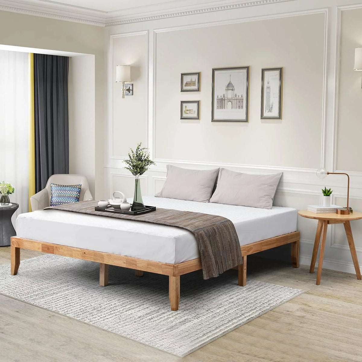 Oak Wood Platform Bed Frame O7556