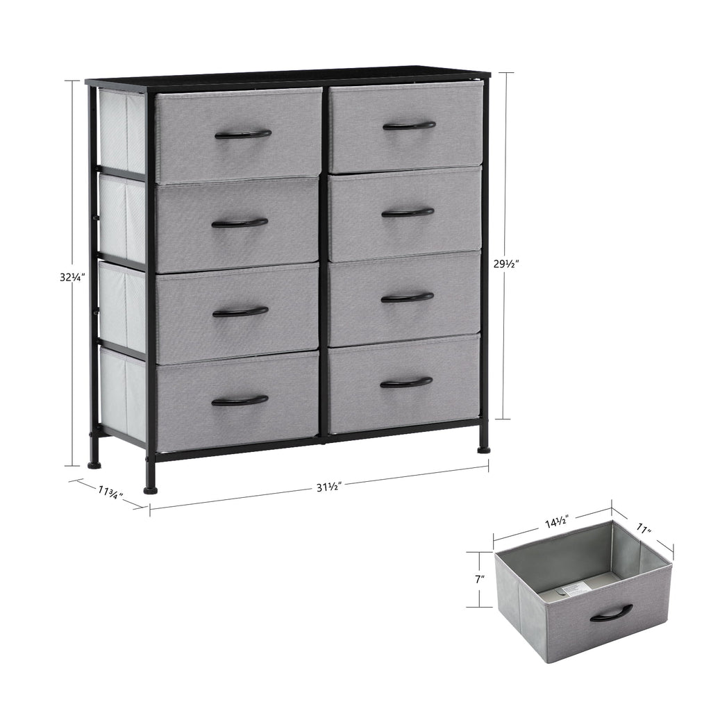 Black 8 Drawer Fabric Dresser C22638