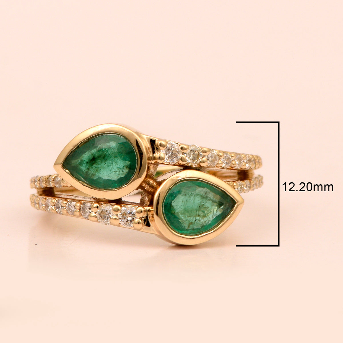 14K Solid Gold Pear Shaped White Diamond Halo Ring O35745