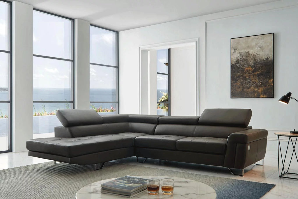 Dark Gray Top-grain Leather Sectional Sofa Z6613