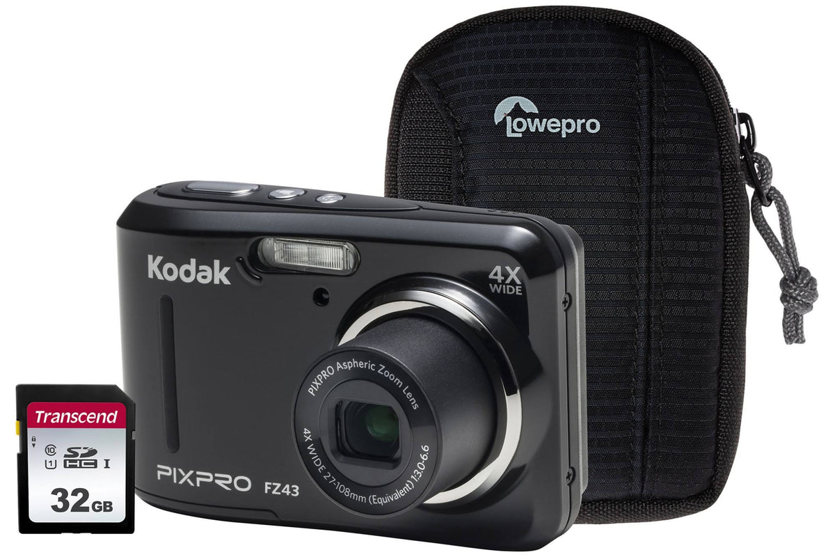 Black 16MP 4X Zoom Compact Camera with 32GB SD Card & Case S655