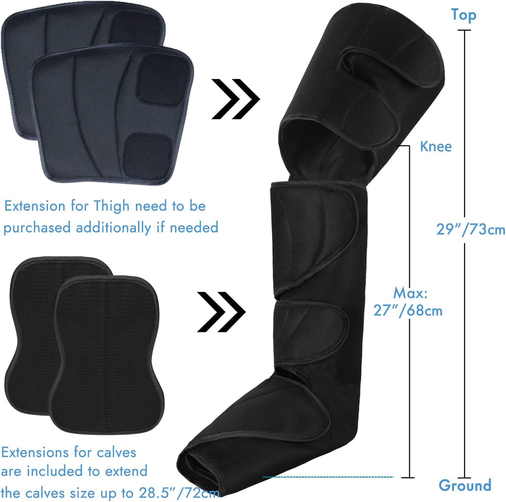 Leg Air Compression Massager with Portable Handheld Controller, 3 Modes & 3 Intensities (Black) U4213