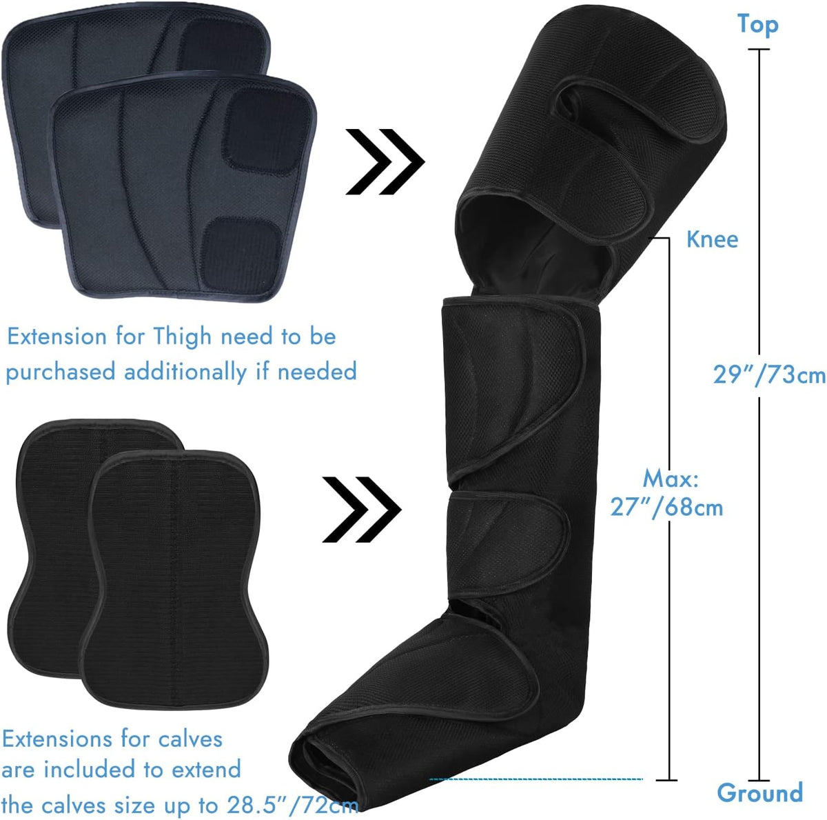 Leg Air Compression Massager with Portable Handheld Controller, 3 Modes & 3 Intensities (Black) U4213