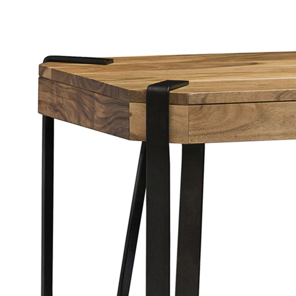 Natural Solid Wood with Metal Media Console Table O3901