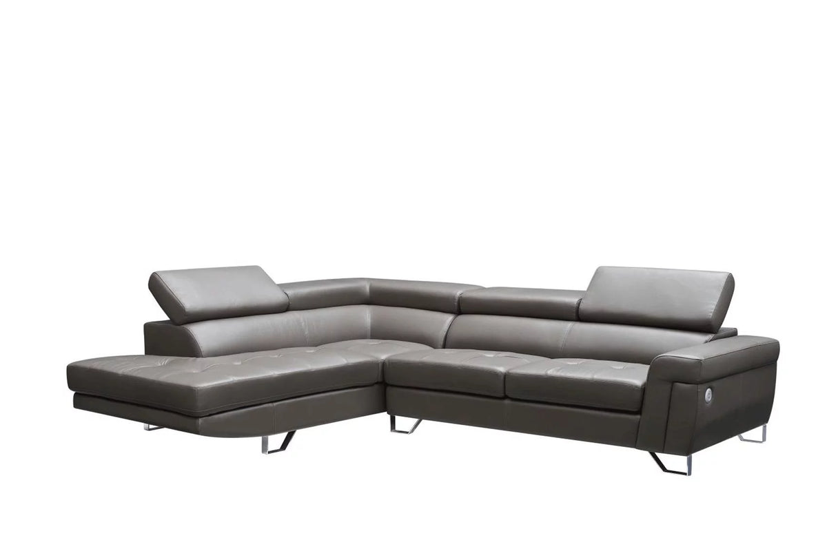 Dark Gray Top-grain Leather Sectional Sofa Z6613