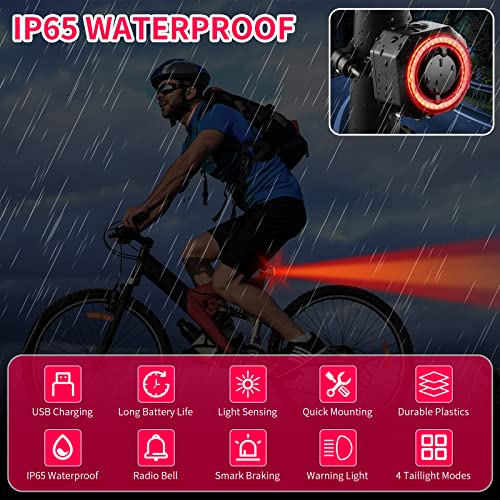 Bicycle Horn Bike Alarm Smart Bike Tail Light Rear Bike Light Waterproof Rechargeable Antitheft Alarm H6363