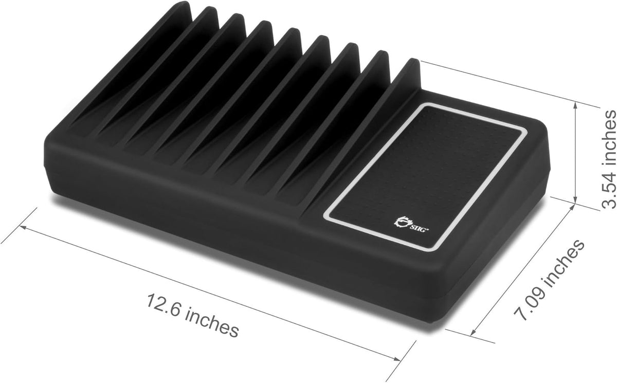 90W 10-Port USB Charging Station with Non-Slip Padded Deck and LED Ambient Light, Black, Pack of 2 D76236