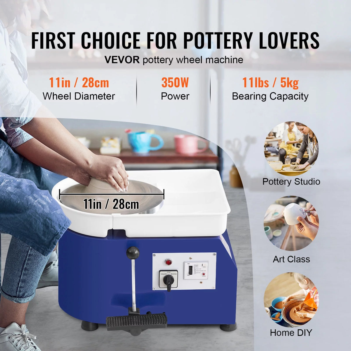 11" Ceramic Wheel Forming Machine with Adjustable Speed Handle and Foot Pedal Control X642431