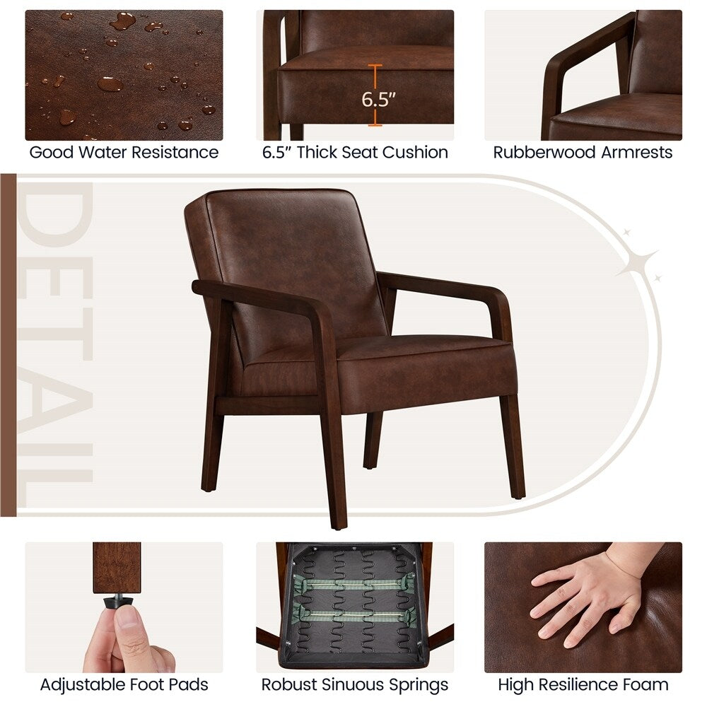 Dark Brown Faux Leather Accent Chair R722