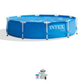 10' x 30 Metal Frame Round Above Ground Swimming Pool with Pump S134536