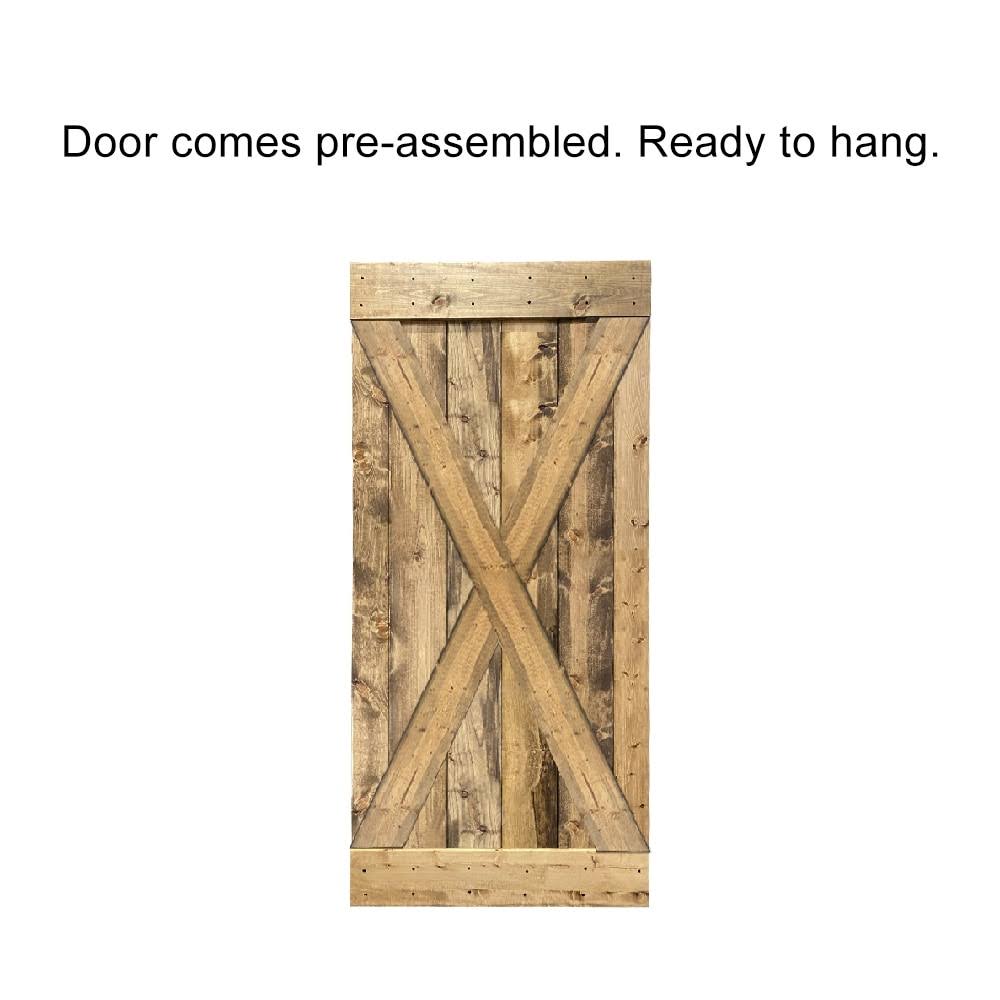 Sage Green Stained Wood Interior Sliding Barn Door with Hardware Kit I231344