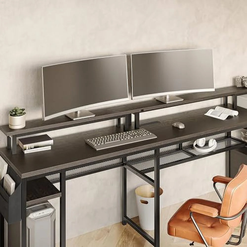 Computer Desk with Monitor Stand and File Cabinet B48997