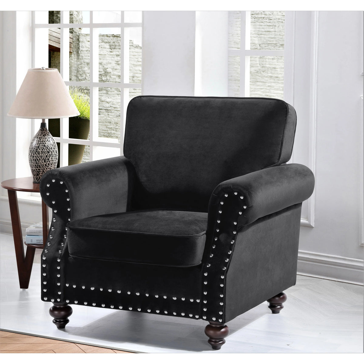 Dark Blue Velvet Chair N610